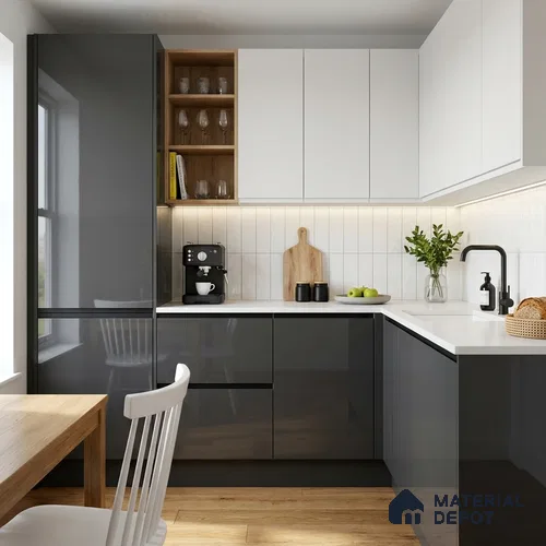 Charcoal Grey Solid Colors Look LM 23294 Coal Mine 8 ft x 4 ft High Gloss Finish 6H Anti Scratch Acrylic Laminate - 1.5 mm | Suitable for Living Room, Kitchen, Office