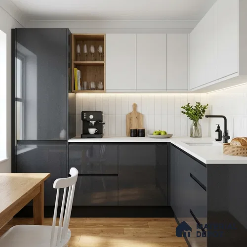 Grey Sparkle Look LM 23296 Elephanta Grey 8 ft x 4 ft High Gloss Finish 6H Anti Scratch Acrylic Laminate - 1.5 mm | Suitable for Kitchen Cabinet, TV Unit, Wardrobe