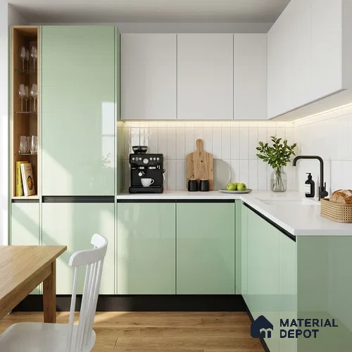 Pale Mint Green Solid Colors Look LM 23299 Ocean Spray 8 ft x 4 ft High Gloss Finish 6H Anti Scratch Acrylic Laminate - 1.5 mm | Suitable for Living Room, Kitchen, Office