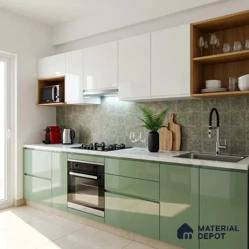 White Sparkle Look LM 23301 Zen Mist 8 ft x 4 ft High Gloss Finish 6H Anti Scratch Acrylic Laminate - 1.5 mm | Suitable for Kitchen Cabinet, TV Unit, Wardrobe