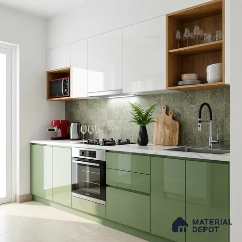 Mint Green Solid Colors Look LM 23302 8 ft x 4 ft High Gloss Finish 6H Anti Scratch Acrylic Laminate - 1.5 mm | Suitable for Living Room, Kitchen, Office