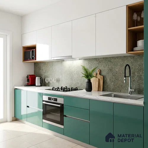 Blue Sparkle Look LM 23310 Aqua Shower 8 ft x 4 ft High Gloss Finish 6H Anti Scratch Acrylic Laminate - 1.5 mm | Suitable for Kitchen Cabinet, TV Unit, Wardrobe