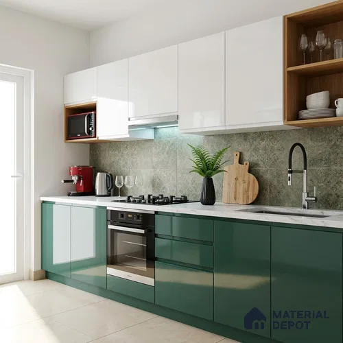 Blue Sparkle Look LM 23311 Silent Cyan 8 ft x 4 ft High Gloss Finish 6H Anti Scratch Acrylic Laminate - 1.5 mm | Suitable for Kitchen Cabinet, TV Unit, Wardrobe