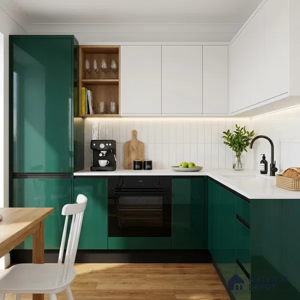 Deep Teal Blue Solid Colors Look LM 23315 Elm Grove 8 ft x 4 ft High Gloss Finish 6H Anti Scratch Acrylic Laminate - 1.5 mm | Suitable for Living Room, Kitchen, Office