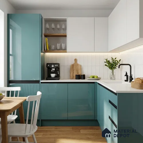 Aqua Blue Solid Colors Look LM 23316 8 ft x 4 ft High Gloss Finish 6H Anti Scratch Acrylic Laminate - 1.5 mm | Suitable for Living Room, Kitchen, Office
