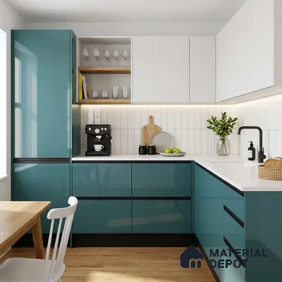 Blue Sparkle Look LM 23322 Lake Blue 8 ft x 4 ft High Gloss Finish 6H Anti Scratch Acrylic Laminate - 1.5 mm | Suitable for Kitchen Cabinet, TV Unit, Wardrobe