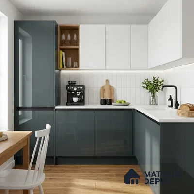 Pacific Blue Solid Colors Look LM 23324 8 ft x 4 ft High Gloss Finish 6H Anti Scratch Acrylic Laminate - 1.5 mm | Suitable for Living Room, Kitchen, Office