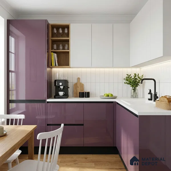 Purple Sparkle Look LM 23326 Misty Purple 8 ft x 4 ft High Gloss Finish 6H Anti Scratch Acrylic Laminate - 1.5 mm | Suitable for Kitchen Cabinet, TV Unit, Wardrobe