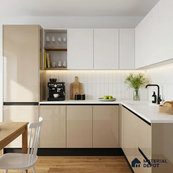 Light Mocha Brown Solid Colors Look LM 23329 Essence Pink 8 ft x 4 ft High Gloss Finish 6H Anti Scratch Acrylic Laminate - 1.5 mm | Suitable for Living Room, Kitchen, Office