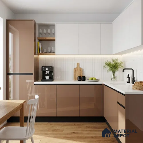 Pink Sparkle Look LM 23330 Pink Mist 8 ft x 4 ft High Gloss Finish 6H Anti Scratch Acrylic Laminate - 1.5 mm | Suitable for Kitchen Cabinet, TV Unit, Wardrobe