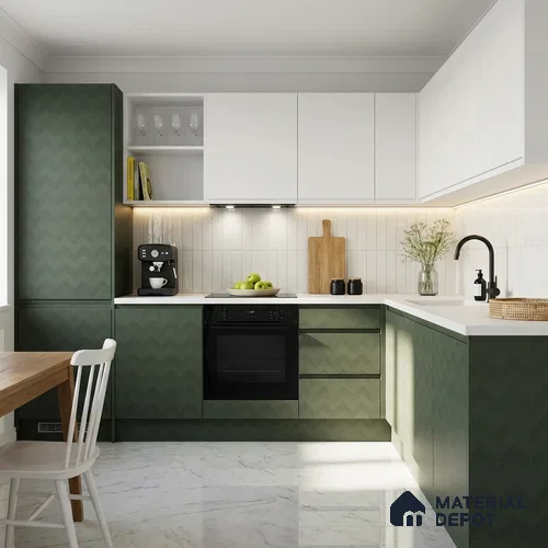 Sage Green Patterned Look WP 44 915 8 ft x 4 ft Matte Finish Decorative Laminate - 1 mm | Suitable for Bedroom, TV Unit, Wardrobe