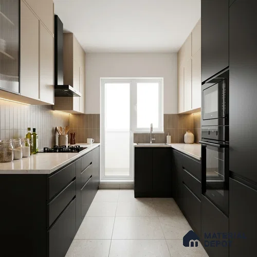 Black Solid Colors Look SMT 953 8 ft x 4 ft Super Matte Finish Decorative Laminate - 1 mm | Suitable for Living Room, Kitchen, Office