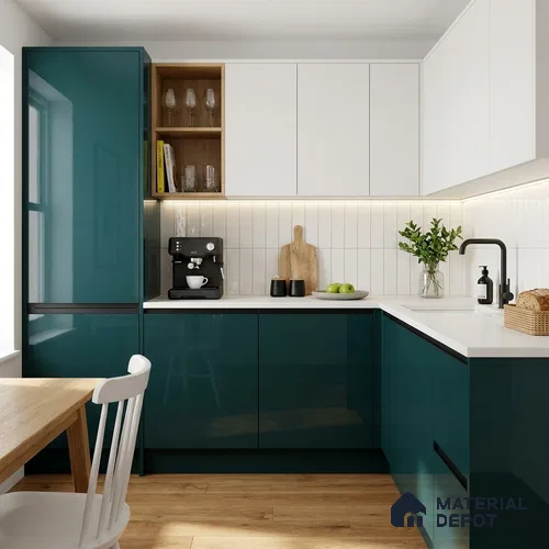 Turkish Blue Solid Colors Look HG 910 8 ft x 4 ft High Gloss Finish Decorative Laminate - 1 mm | Suitable for Living Room, Kitchen, Office
