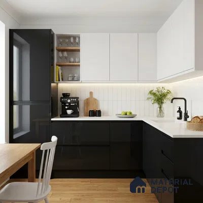 Black Solid Colors Look HG 953 8 ft x 4 ft High Gloss Finish Decorative Laminate - 1 mm | Suitable for Living Room, Kitchen, Office