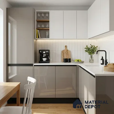 Chrome Grey Solid Colors Look HG 911 8 ft x 4 ft High Gloss Finish Decorative Laminate - 1 mm | Suitable for Living Room, Kitchen, Office