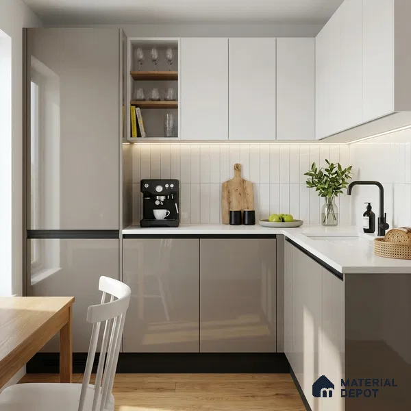 Chrome Grey Solid Colors Look HG 911 8 ft x 4 ft High Gloss Finish Decorative Laminate - 1 mm | Suitable for Living Room, Kitchen, Office