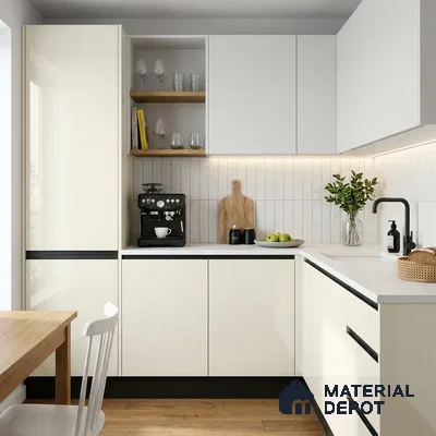 Off White Solid Colors Look HG 943 8 ft x 4 ft High Gloss Finish Decorative Laminate - 1 mm | Suitable for Living Room, Kitchen, Office