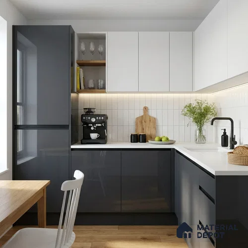 Midnight Blue Solid Colors Look HG 948 8 ft x 4 ft High Gloss Finish Decorative Laminate - 1 mm | Suitable for Living Room, Kitchen, Office
