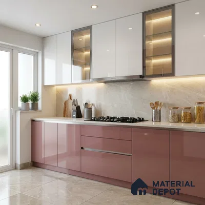 Rosewood Pink Solid Colors Look HG 909 8 ft x 4 ft High Gloss Finish Decorative Laminate - 1 mm | Suitable for Living Room, Kitchen, Office