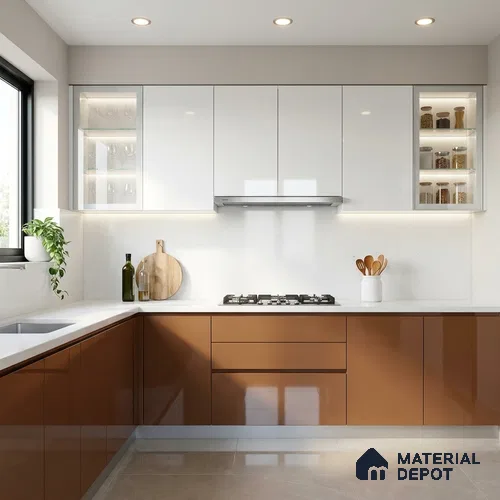Ochre Brown Solid Colors Look HG 902 8 ft x 4 ft High Gloss Finish Decorative Laminate - 1 mm | Suitable for Living Room, Kitchen, Office