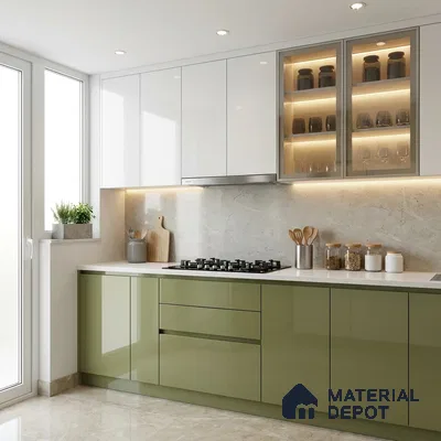 Pistachio Green Solid Colors Look HG 929 8 ft x 4 ft High Gloss Finish Decorative Laminate - 1 mm | Suitable for Living Room, Kitchen, Office