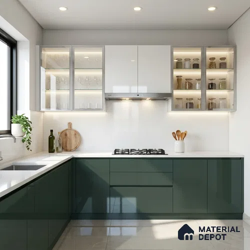 Sage Green Solid Colors Look HG 915 8 ft x 4 ft High Gloss Finish Decorative Laminate - 1 mm | Suitable for Living Room, Kitchen, Office