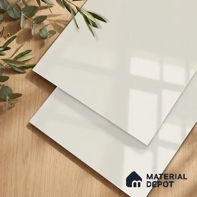 Fluted Solid Color Look LM 23459 (A GLT 07) Opulent Cream 8 ft x 4 ft Glittery Flute High Gloss Finish Decorative Laminate - 1 mm | Suitable for TV Unit, Wardrobe, Kitchen Cabinets