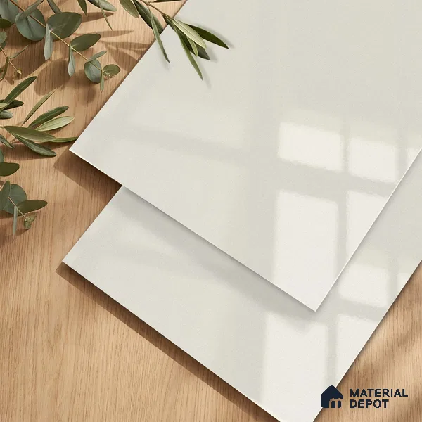 Fluted Solid Color Look LM 23459 (A GLT 07) Opulent Cream 8 ft x 4 ft Glittery Flute High Gloss Finish Decorative Laminate - 1 mm | Suitable for TV Unit, Wardrobe, Kitchen Cabinets