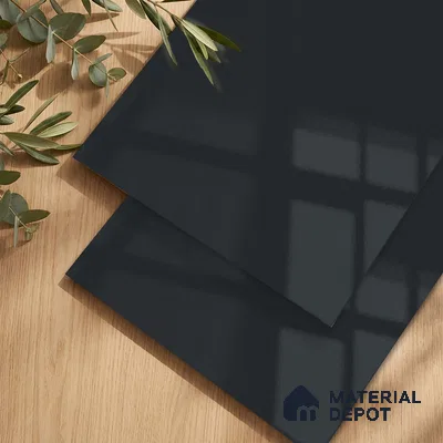 Fluted Solid Color Look LM 23460 (A GLT 06) Deep Navy 8 ft x 4 ft Glittery Flute High Gloss Finish Decorative Laminate - 1 mm | Suitable for TV Unit, Wardrobe, Kitchen Cabinets