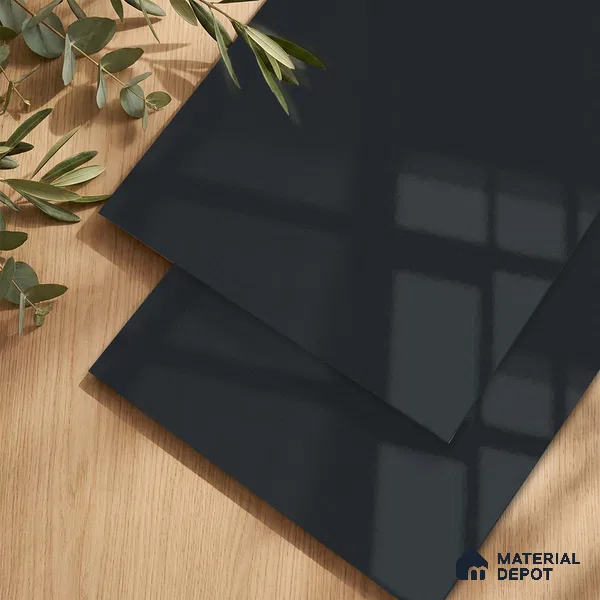 Fluted Solid Color Look LM 23460 (A GLT 06) Deep Navy 8 ft x 4 ft Glittery Flute High Gloss Finish Decorative Laminate - 1 mm | Suitable for TV Unit, Wardrobe, Kitchen Cabinets