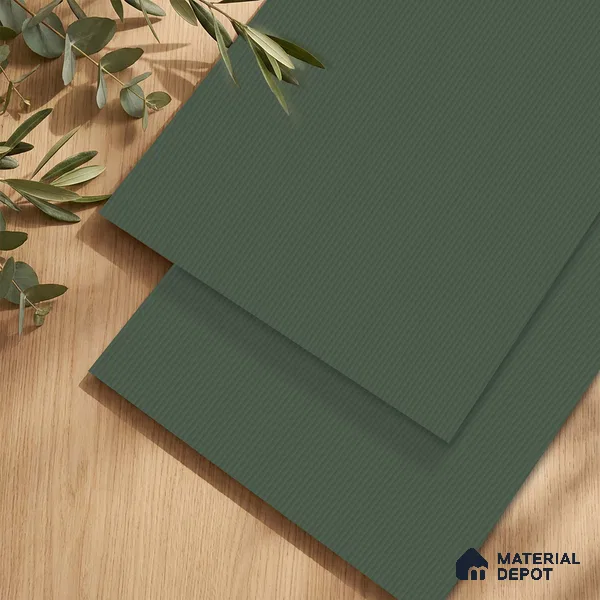 Fluted Solid Color Look LM 23471 Satin Olive 8 ft x 4 ft Micro Fluted Finish Decorative Laminate - 1 mm | Suitable for TV Unit, Wardrobe, Kitchen Cabinets