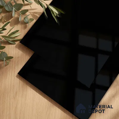 LM 23484 (HG 405) Deep Black 8 ft x 4 ft High Gloss Finish Decorative Laminate - 1 mm | Suitable for Living Room, Kitchen, Office