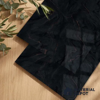 LM 23505 Jet Black Marble 8 ft x 4 ft High Gloss Finish Decorative Laminate - 1 mm | Suitable for TV Unit, Wardrobe, Kitchen Cabinets