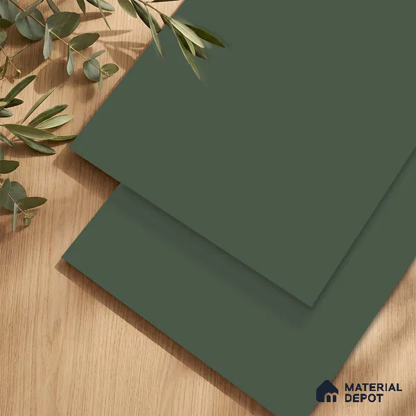 LM 23532 (SMT 415) Satin Olive 8 ft x 4 ft Super Matte Finish Decorative Laminate - 1 mm | Suitable for Living Room, Kitchen, Office