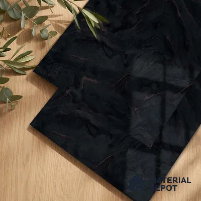 LM 23546 (SPU 7282) Jet Black Marble 8 ft x 4 ft Silky PU Finish Decorative Laminate - 1 mm | Suitable for TV Unit, Wardrobe, Kitchen Cabinets