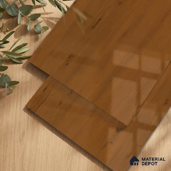 Wooden Look LM 23560 (HG 7124) Autumn Oak 8 ft x 4 ft High Gloss Finish Decorative Laminate - 1 mm | Suitable for TV Unit, Wardrobe, Kitchen Cabinets