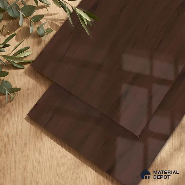 Wooden Look LM 23562 (HG 7126) Midnight Mahogany 8 ft x 4 ft High Gloss Finish Decorative Laminate - 1 mm | Suitable for TV Unit, Wardrobe, Kitchen Cabinets
