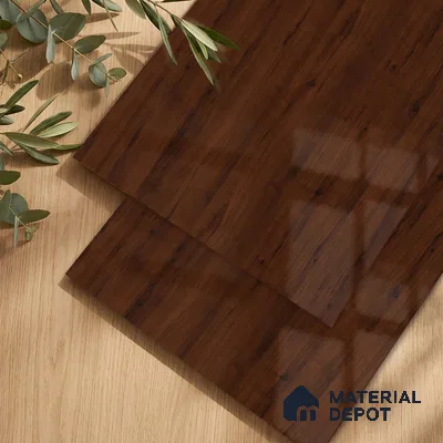 Wooden Look LM 23567 (HG 7117) Cacao Bean 8 ft x 4 ft High Gloss Finish Decorative Laminate - 1 mm | Suitable for TV Unit, Wardrobe, Kitchen Cabinets