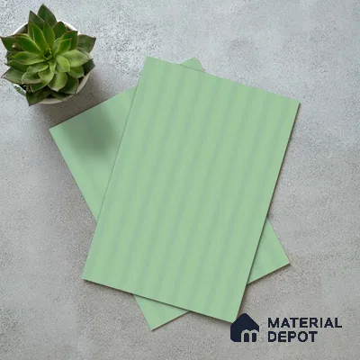 Mint Green Fluted Solid Color LM 18332 8 ft x 4 ft Texture Finish Decorative Laminate - 1.25 mm | Suitable for TV Unit,Wardrobe, Kitchen Cabinets