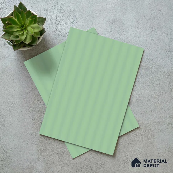 Mint Green Fluted Solid Color LM 18332 8 ft x 4 ft Texture Finish Decorative Laminate - 1.25 mm | Suitable for TV Unit,Wardrobe, Kitchen Cabinets