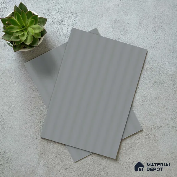 Nimbus Grey Fluted Solid Color LM 18335 8 ft x 4 ft Texture Finish Decorative Laminate - 1.25 mm | Suitable for TV Unit,Wardrobe, Kitchen Cabinets