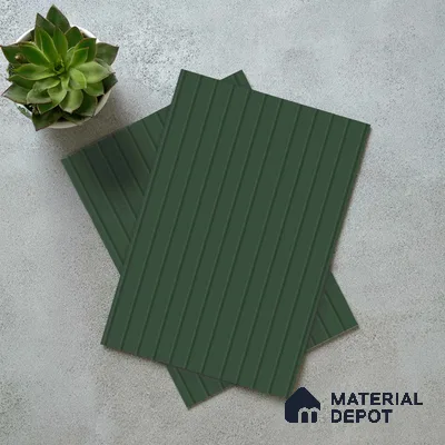 Deep Forest Green Fluted Solid Color LM 18350 8 ft x 4 ft Texture Finish Decorative Laminate - 1.25 mm | Suitable for TV Unit,Wardrobe, Kitchen Cabinets