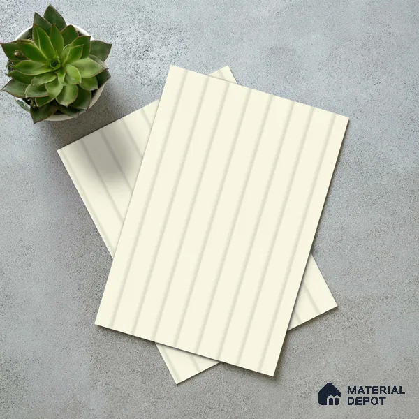 Light Beige Fluted Solid Color LM 18351 8 ft x 4 ft Texture Finish Decorative Laminate - 1.25 mm | Suitable for TV Unit,Wardrobe, Kitchen Cabinets