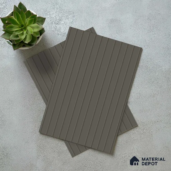 Dove Grey Fluted Solid Color LM 18353 8 ft x 4 ft Texture Finish Decorative Laminate - 1.25 mm | Suitable for TV Unit,Wardrobe, Kitchen Cabinets