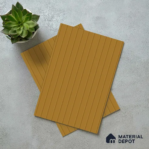 Caramel Brown Fluted Solid Color LM 18355 8 ft x 4 ft Texture Finish Decorative Laminate - 1.25 mm | Suitable for TV Unit,Wardrobe, Kitchen Cabinets
