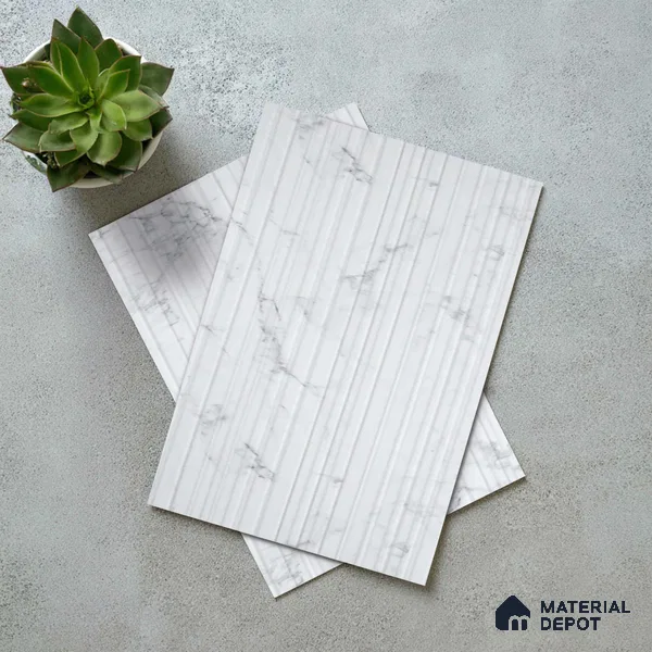 Marble Fluted LM 18364 8 ft x 4 ft Texture Finish Decorative Laminate - 1.25 mm | Suitable for TV Unit,Wardrobe, Kitchen Cabinets