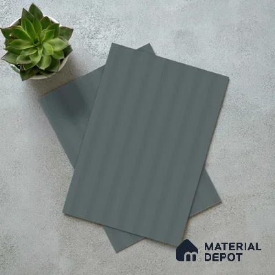 Slate Blue Fluted Solid Color LM 18366 8 ft x 4 ft Texture Finish Decorative Laminate - 1.25 mm | Suitable for TV Unit,Wardrobe, Kitchen Cabinets