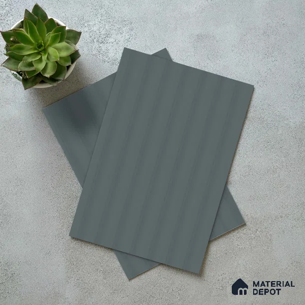 Slate Blue Fluted Solid Color LM 18366 8 ft x 4 ft Texture Finish Decorative Laminate - 1.25 mm | Suitable for TV Unit,Wardrobe, Kitchen Cabinets