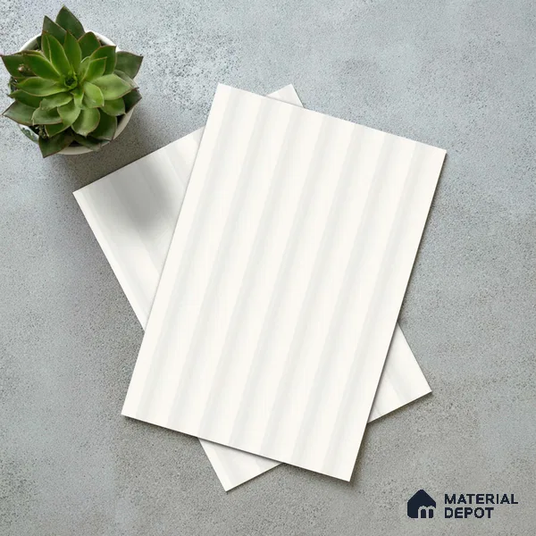 Fluted White Fluted Solid Color LM 18368 8 ft x 4 ft Texture Finish Decorative Laminate - 1.25 mm | Suitable for TV Unit,Wardrobe, Kitchen Cabinets