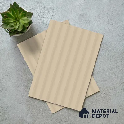 Light Beige Fluted Solid Color LM 18369 8 ft x 4 ft Texture Finish Decorative Laminate - 1.25 mm | Suitable for TV Unit,Wardrobe, Kitchen Cabinets